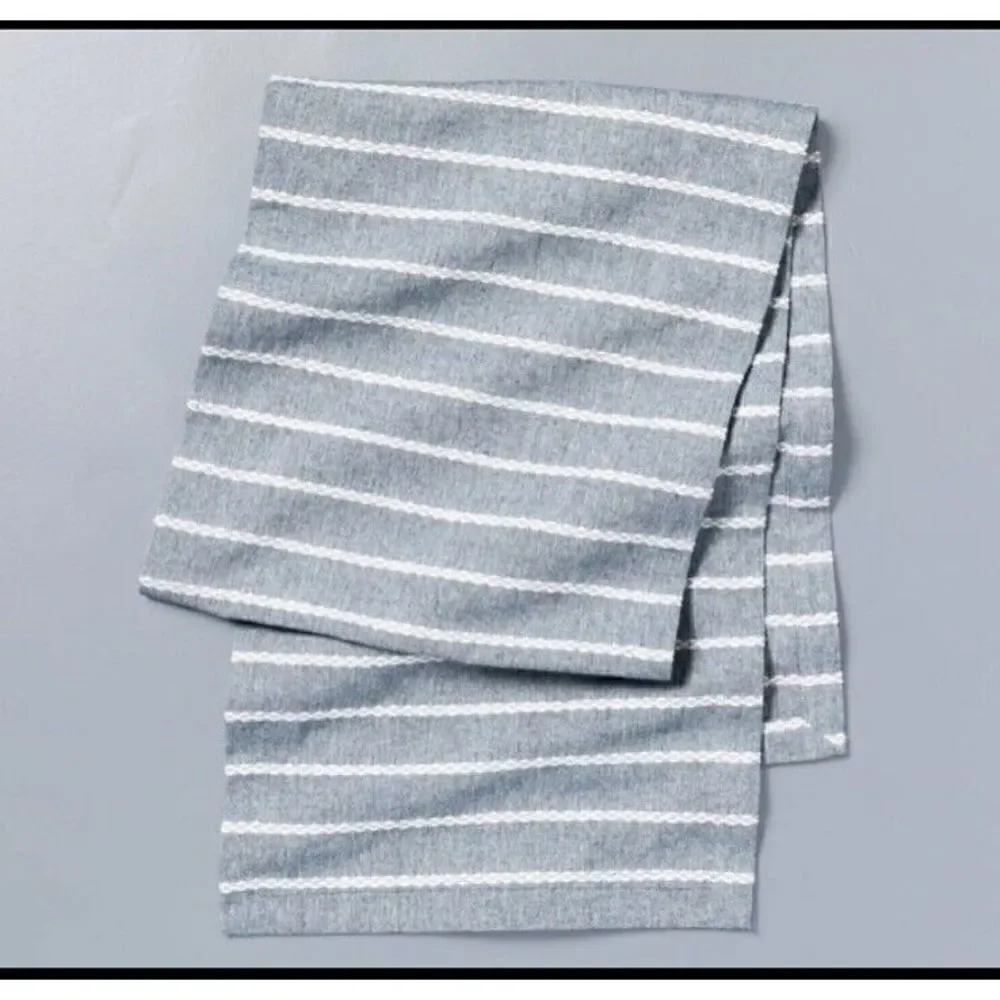 Hearth & Hand™ with Magnolia Blue Stripe Table Runner Dobby Woven Faded Blue New
